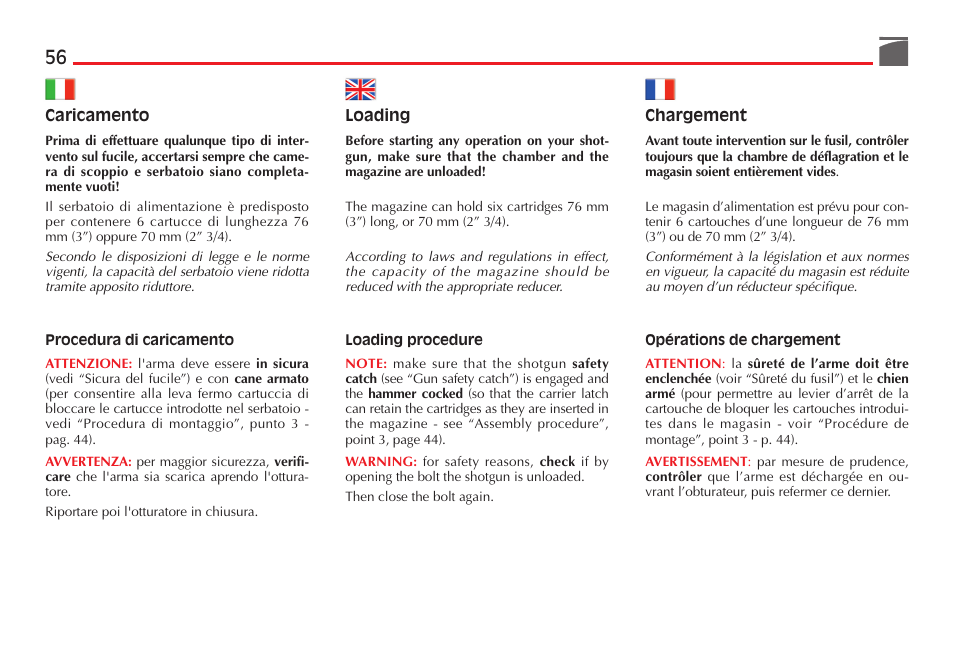 Benelli M4 Tactical Shotgun User Manual | Page 57 / 138