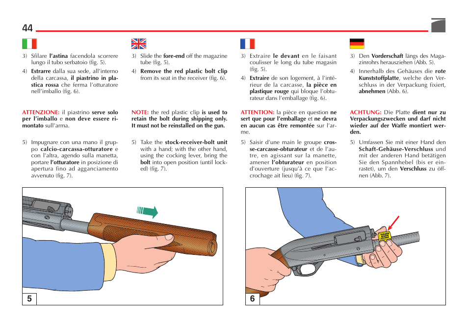 Benelli Ultra Light Shotgun User Manual | Page 45 / 138