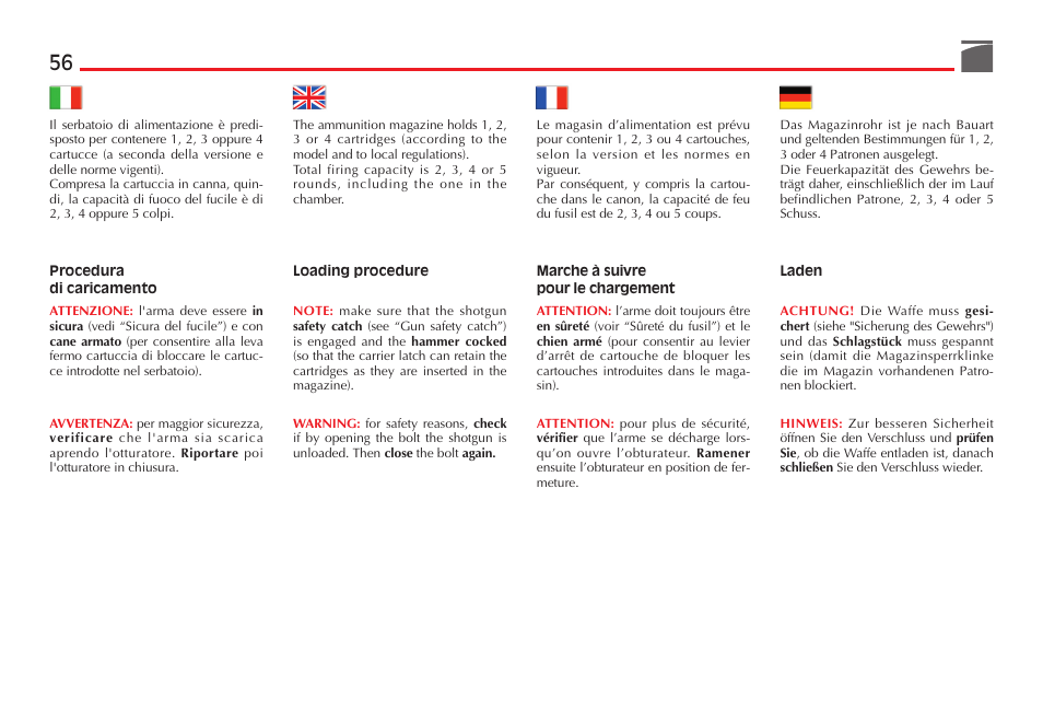 Benelli Ultra Light Shotgun User Manual | Page 57 / 138