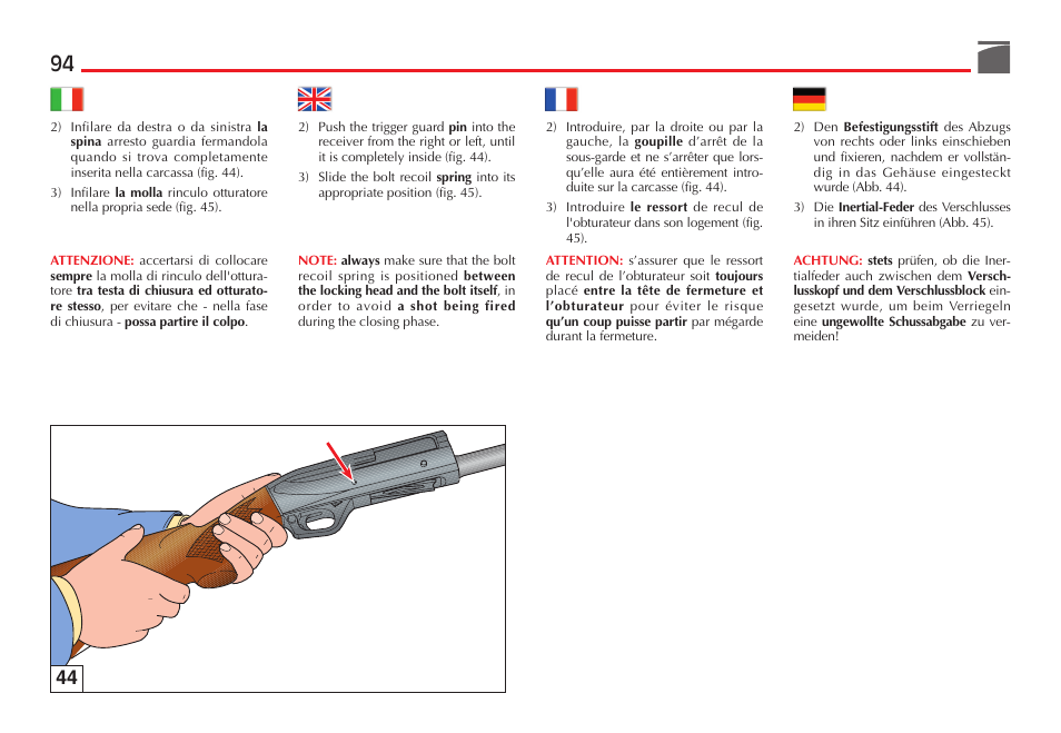 Benelli Ultra Light Shotgun User Manual | Page 95 / 138