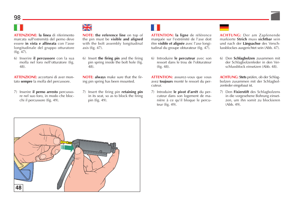 Benelli Ultra Light Shotgun User Manual | Page 99 / 138