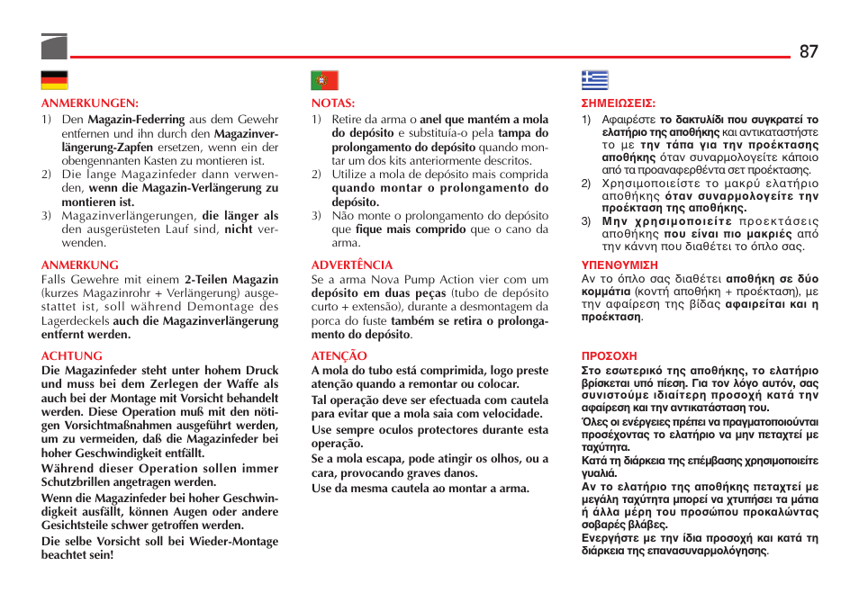 Benelli Nova Tactical Shotgun User Manual | Page 88 / 106
