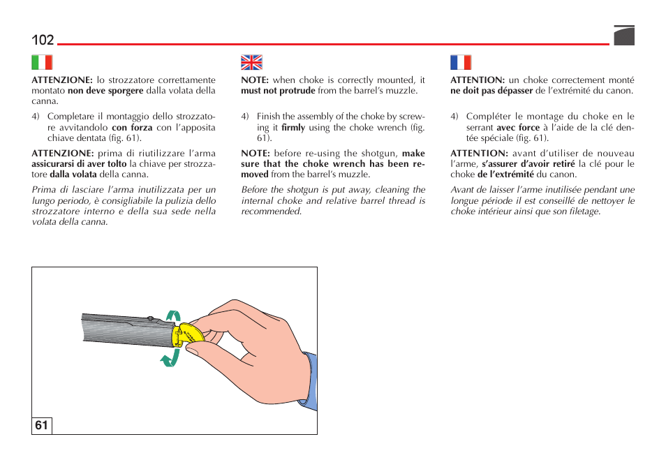 Benelli Super Black Eagle II Shotgun User Manual | Page 103 / 118