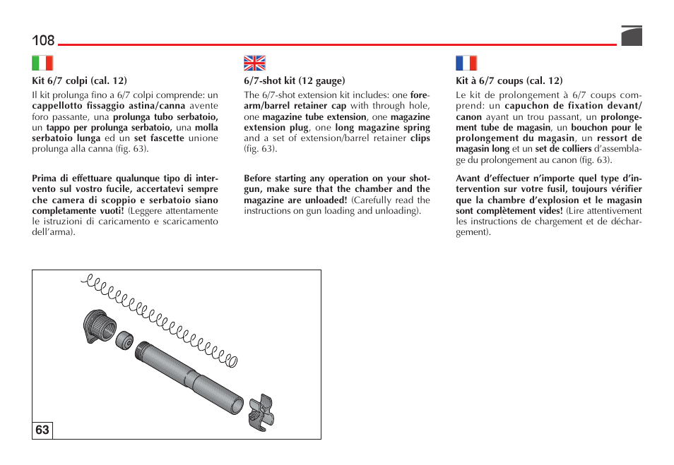 Benelli Super Black Eagle II Shotgun User Manual | Page 109 / 118