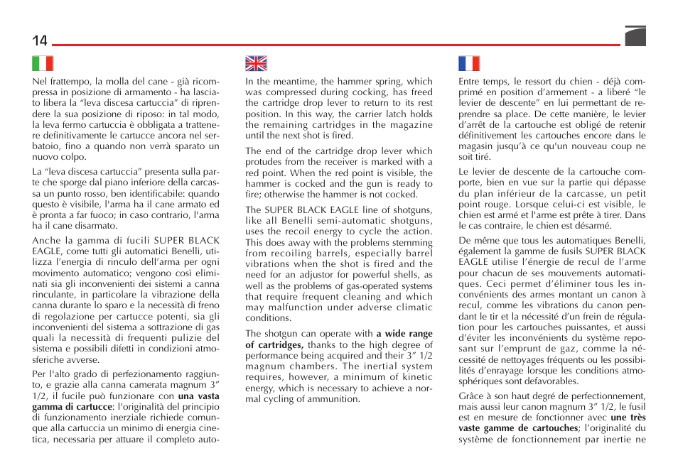 Benelli Super Black Eagle II Shotgun User Manual | Page 15 / 118