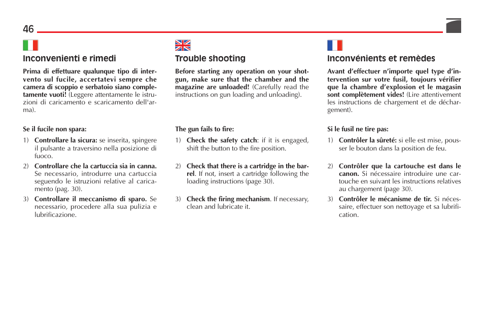 Benelli Super Black Eagle II Shotgun User Manual | Page 47 / 118