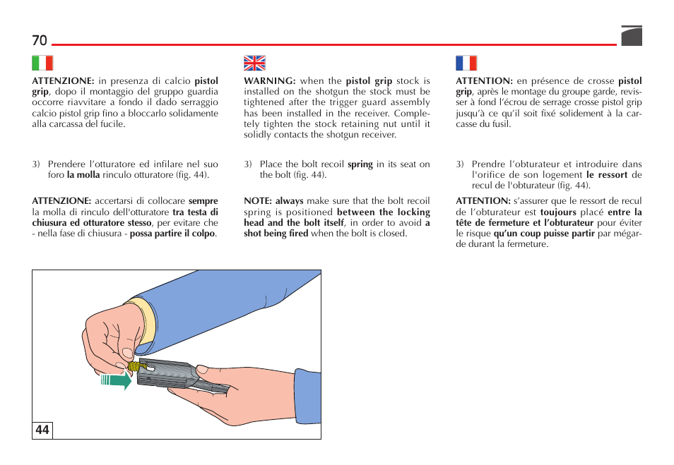 Benelli Super Black Eagle II Shotgun User Manual | Page 71 / 118