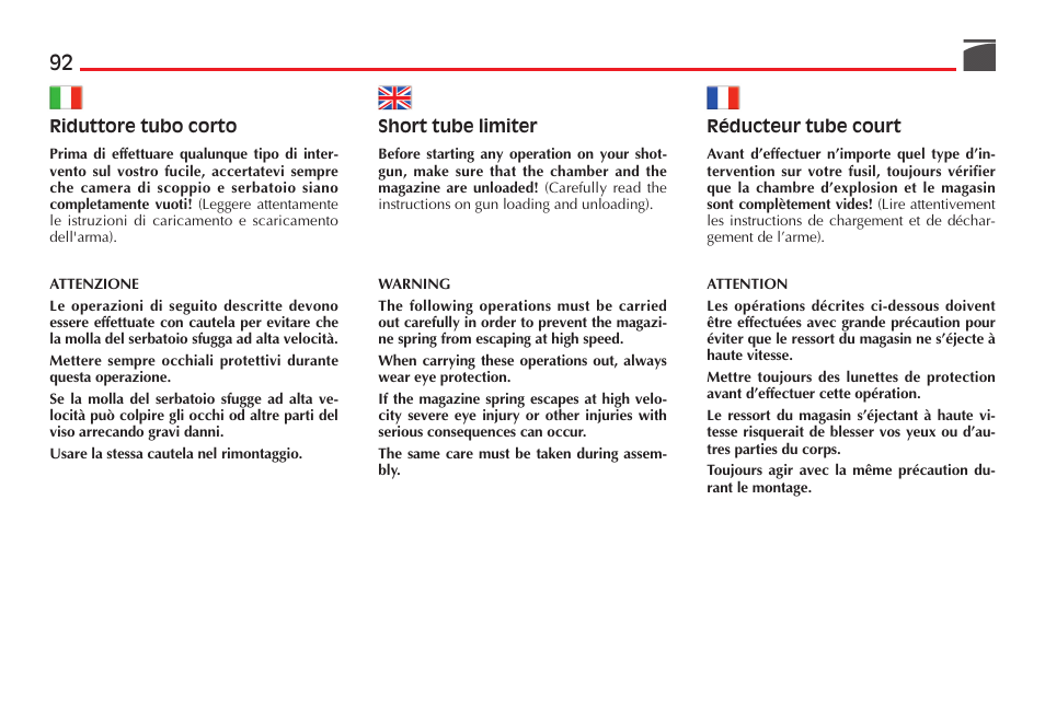 Benelli Super Black Eagle II Shotgun User Manual | Page 93 / 118