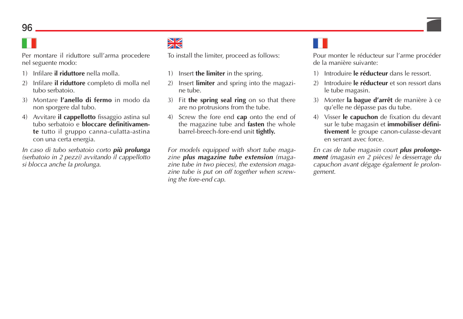 Benelli Super Black Eagle II Shotgun User Manual | Page 97 / 118