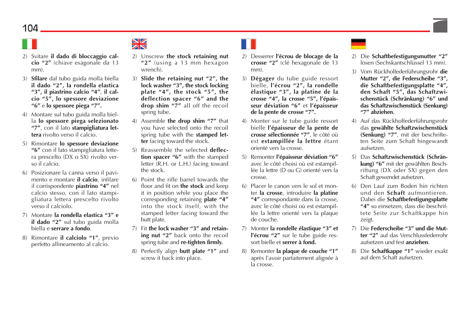 Benelli R1 Big Game Rifle User Manual | Page 105 / 126