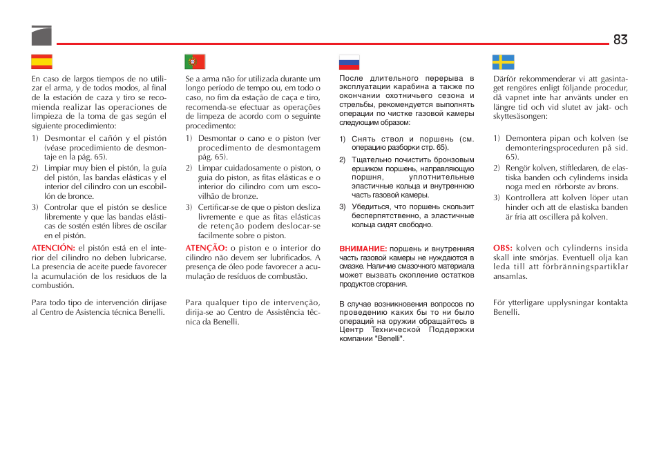 Benelli R1 Big Game Rifle User Manual | Page 84 / 126