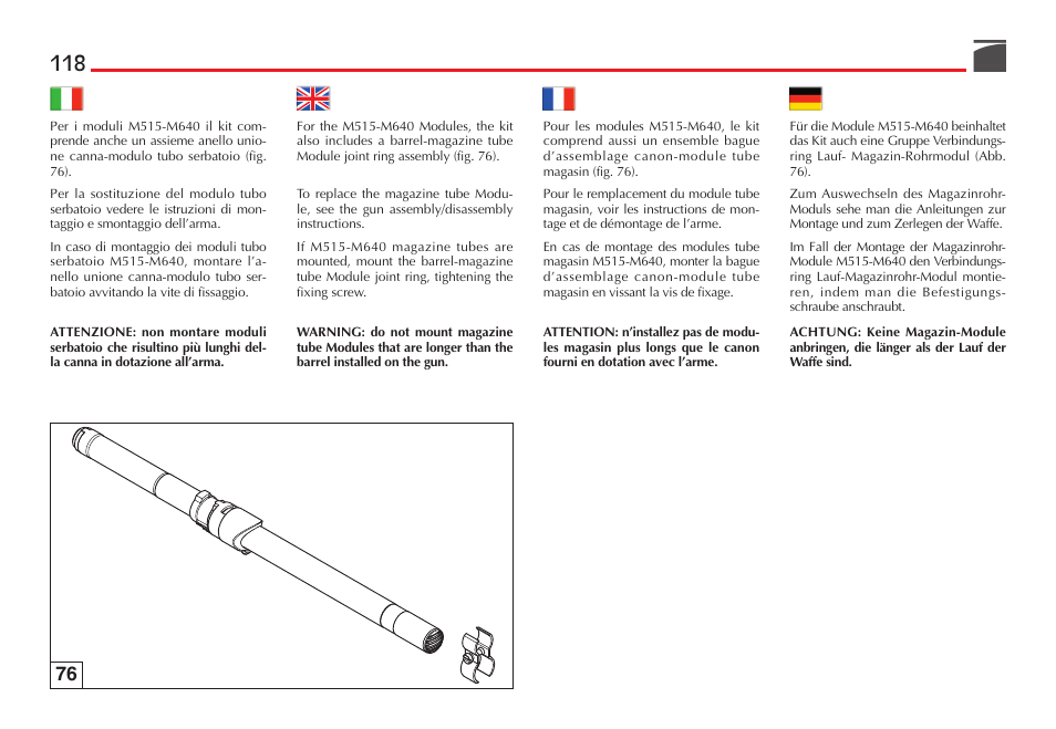 Benelli Vinci Tactical Shotgun User Manual | Page 119 / 146