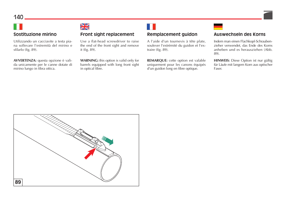 Benelli Vinci Tactical Shotgun User Manual | Page 141 / 146