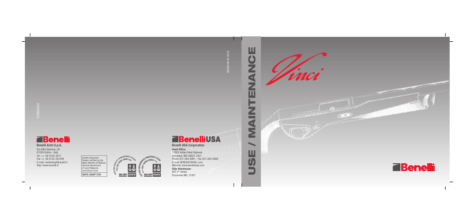 Use / maintenance | Benelli Vinci Tactical Shotgun User Manual | Page 146 / 146