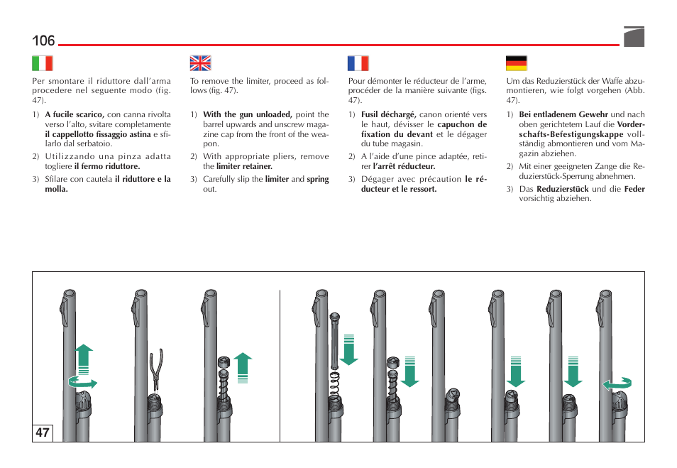 Benelli SuperNova Tactical Pump Shotgun User Manual | Page 107 / 134