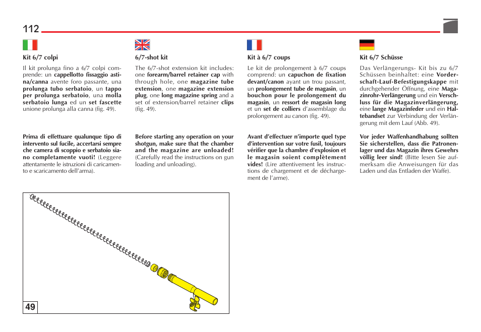 Benelli SuperNova Tactical Pump Shotgun User Manual | Page 113 / 134