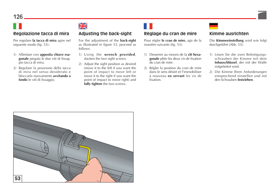 Benelli SuperNova Tactical Pump Shotgun User Manual | Page 127 / 134