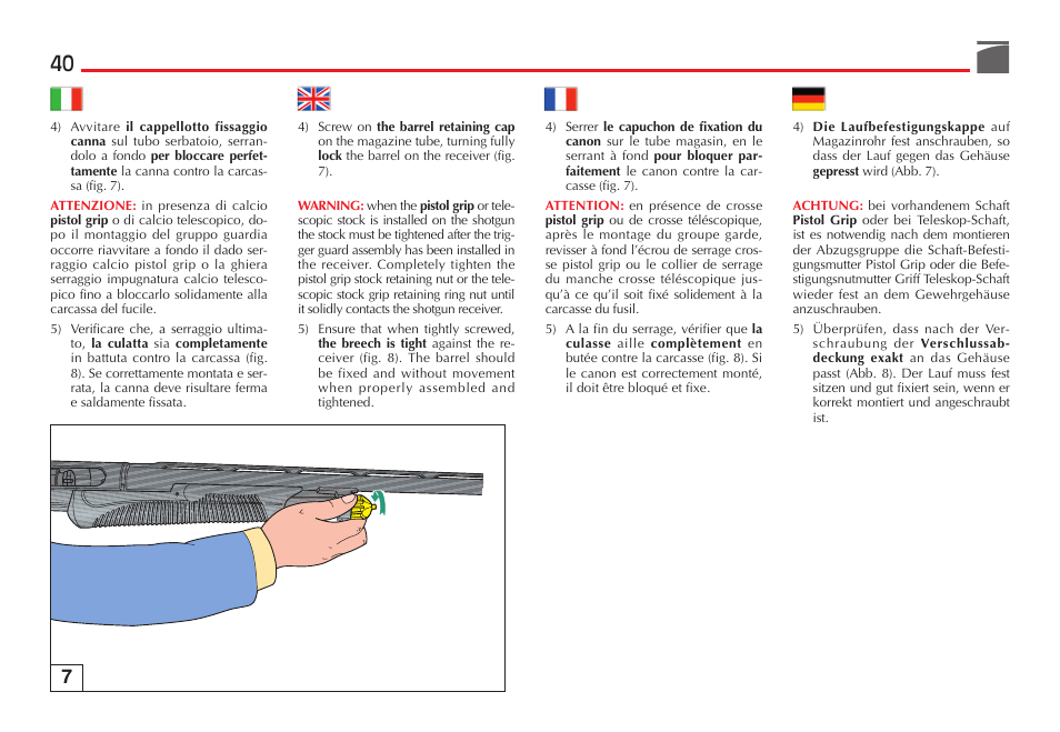 Benelli SuperNova Tactical Pump Shotgun User Manual | Page 41 / 134