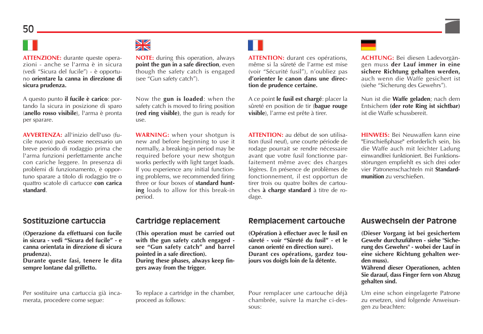 Benelli SuperNova Tactical Pump Shotgun User Manual | Page 51 / 134