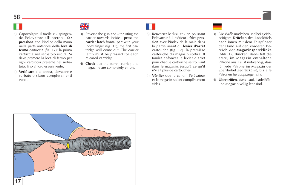 Benelli SuperNova Tactical Pump Shotgun User Manual | Page 59 / 134