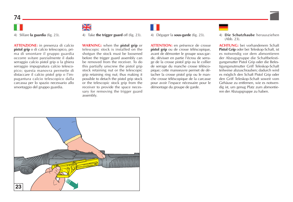 Benelli SuperNova Tactical Pump Shotgun User Manual | Page 75 / 134
