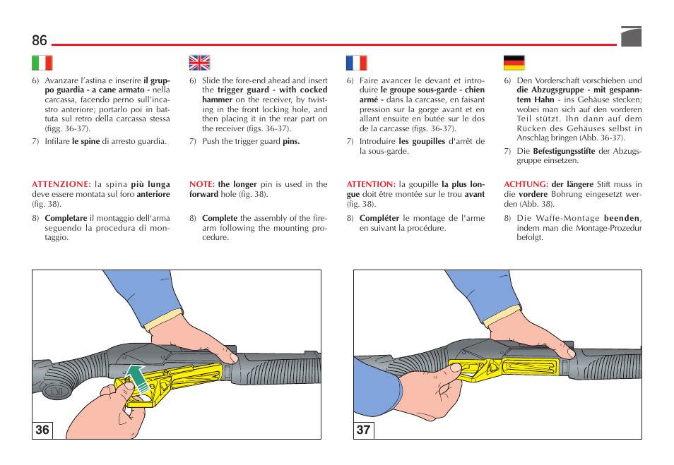 Benelli SuperNova Tactical Pump Shotgun User Manual | Page 87 / 134