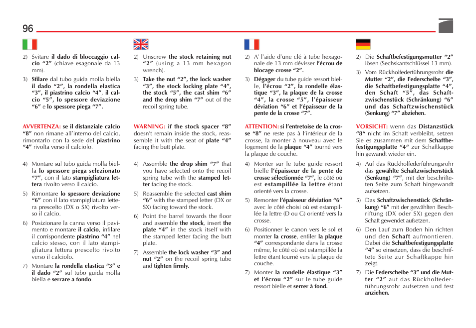 Benelli SuperNova Tactical Pump Shotgun User Manual | Page 97 / 134