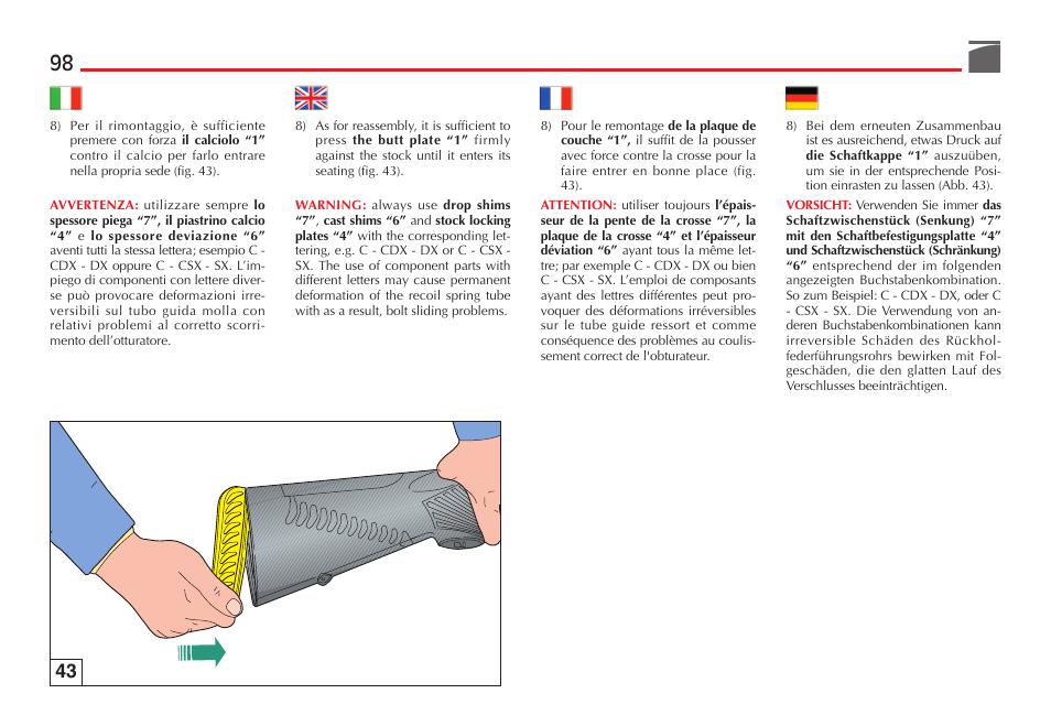 Benelli SuperNova Tactical Pump Shotgun User Manual | Page 99 / 134