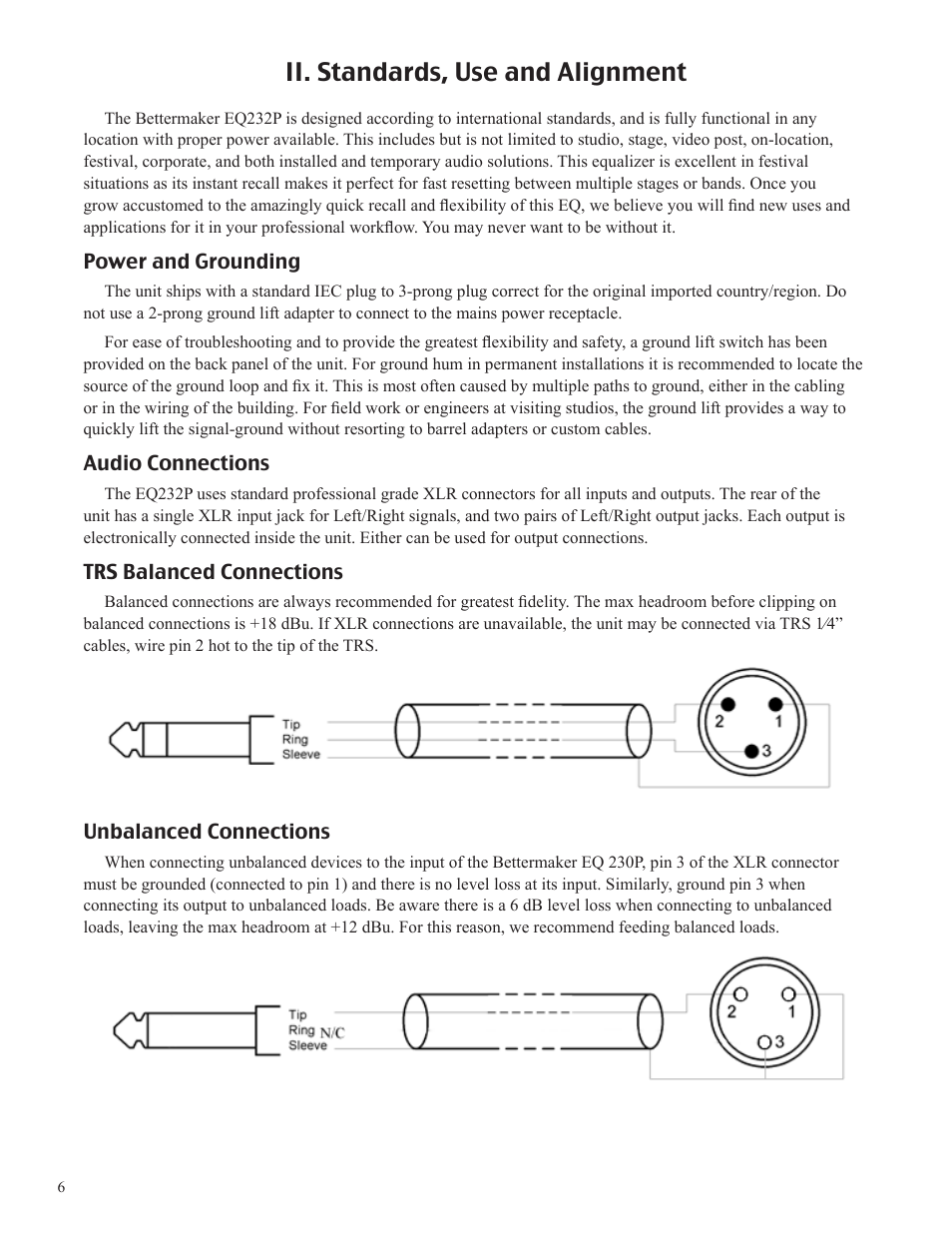 Ii. standards, use and alignment | Bettermaker EQ 232P Remote User Manual | Page 6 / 30
