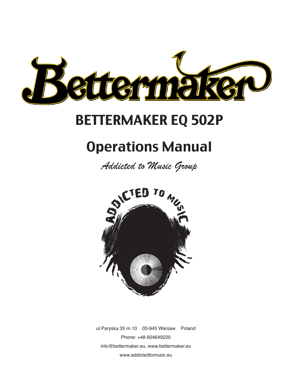 Bettermaker EQ 502P User Manual | 19 pages