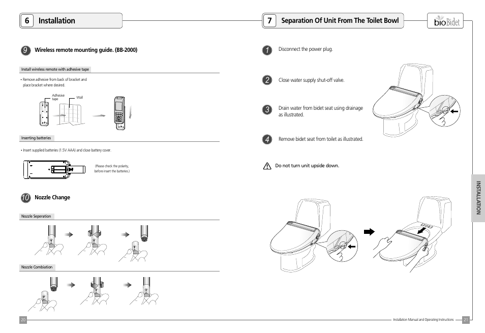 6installation 7 | Bio Bidet BLISS Premier Class Bidet Seat User Manual | Page 11 / 14