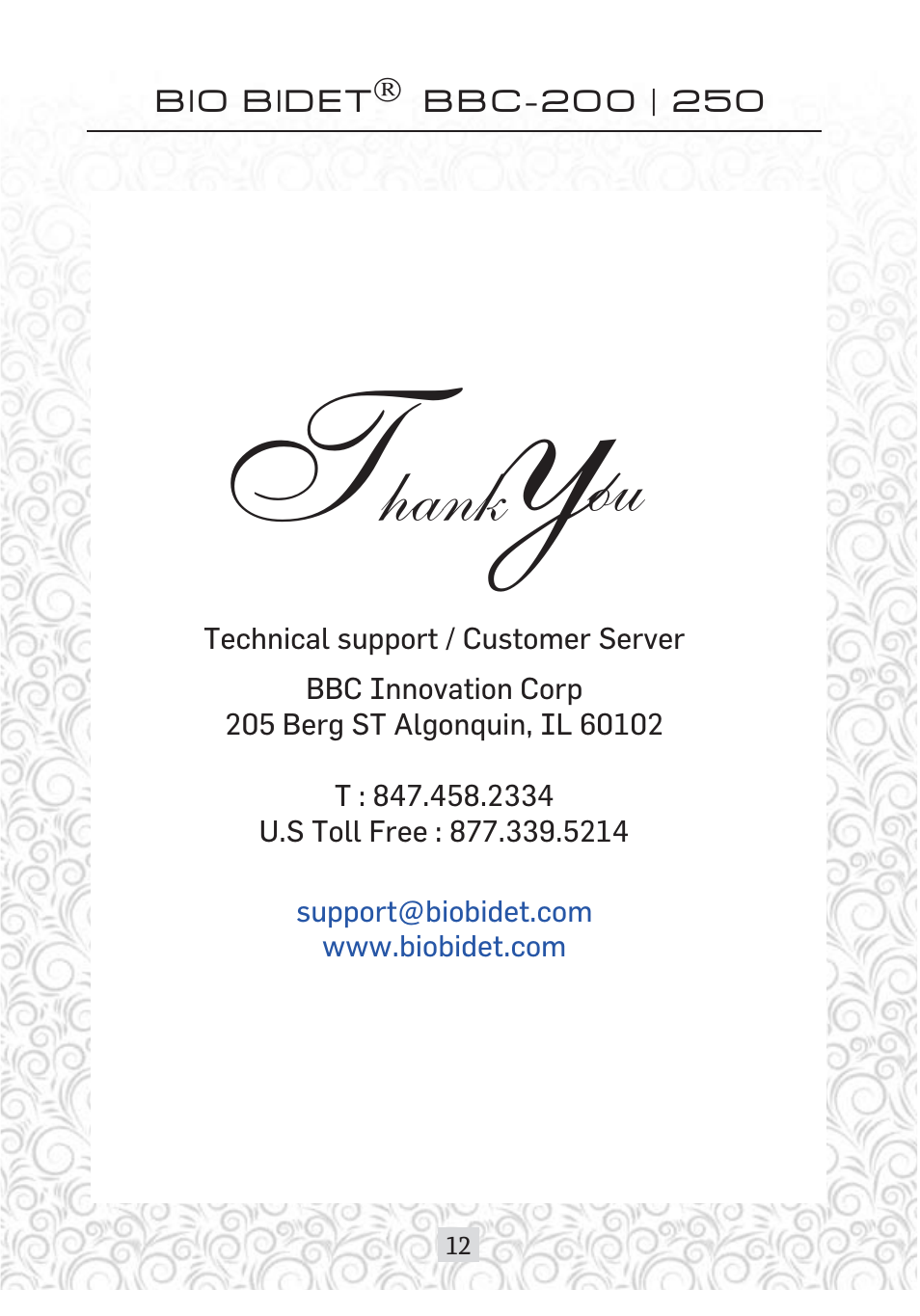 Hank | Bio Bidet Envie Bidet Attachment BB-200 User Manual | Page 13 / 13