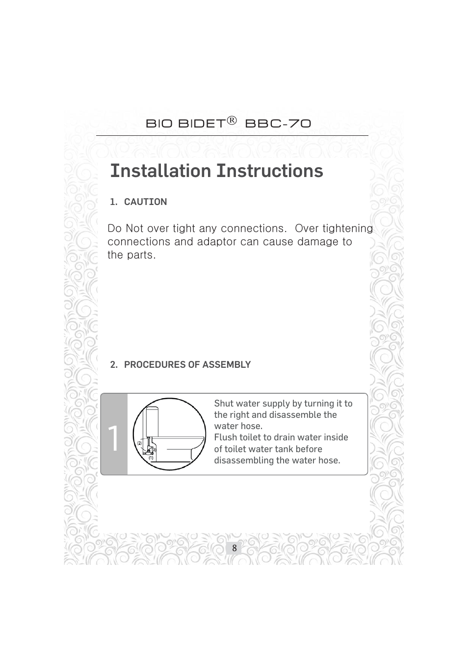 Installation instructions | Bio Bidet Simplet Bidet Attachment BBC-70 User Manual | Page 8 / 13