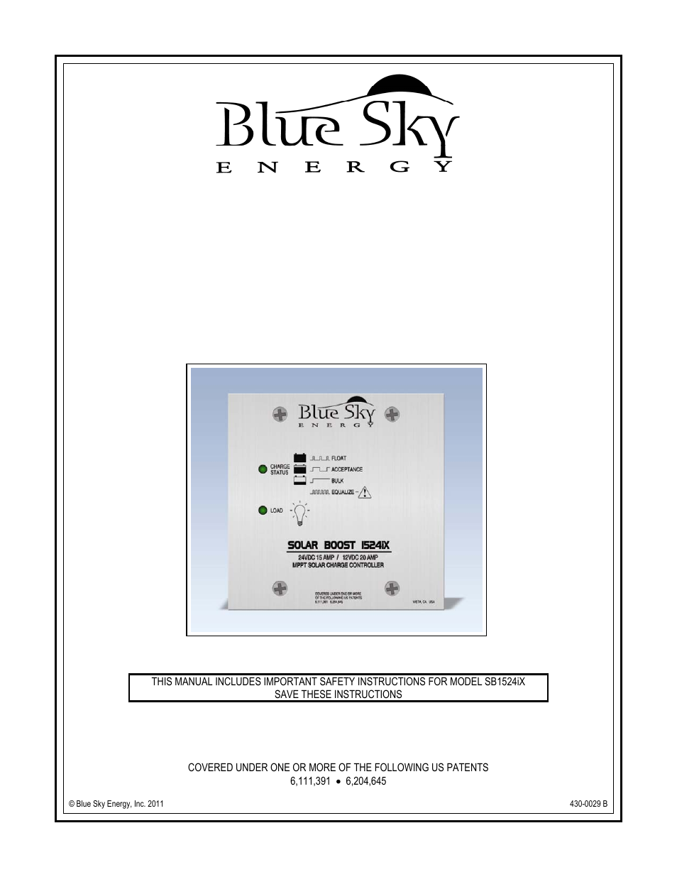 Blue Sky Solar Boost 1524iX User Manual | 12 pages