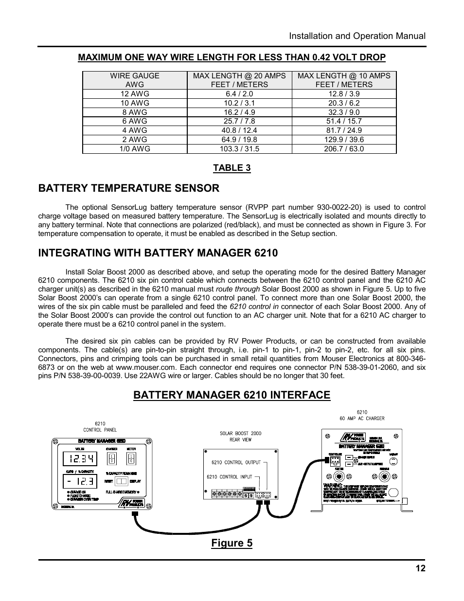 Battery temperature sensor, Integrating with battery manager 6210 | Blue Sky Solar Boost 2000 User Manual | Page 13 / 15