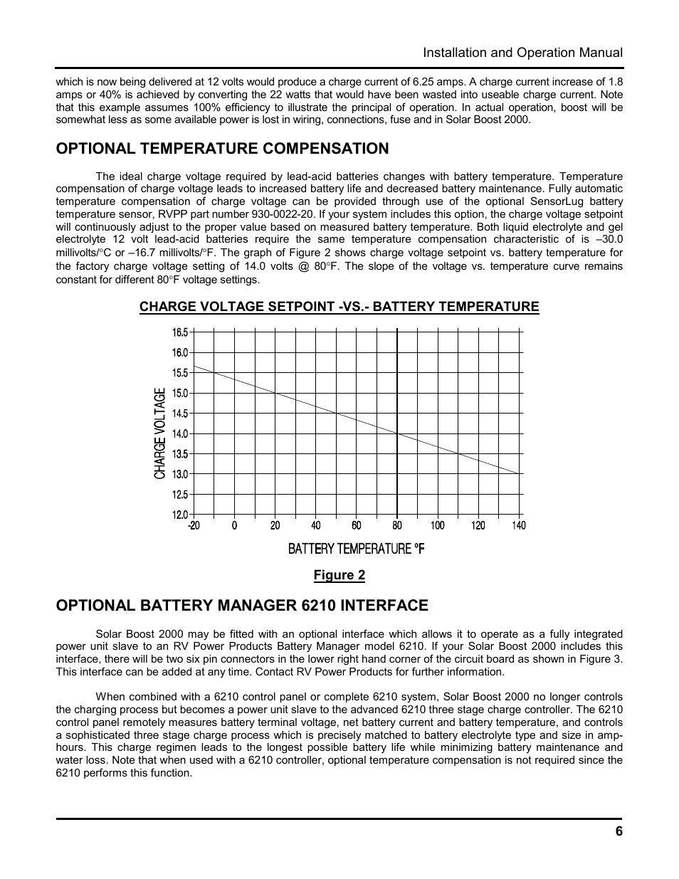 Optional temperature compensation, Optional battery manager 6210 interface | Blue Sky Solar Boost 2000 User Manual | Page 7 / 15