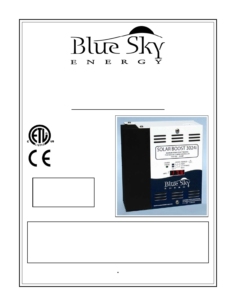 Blue Sky Solar Boost 3024iL User Manual | 64 pages