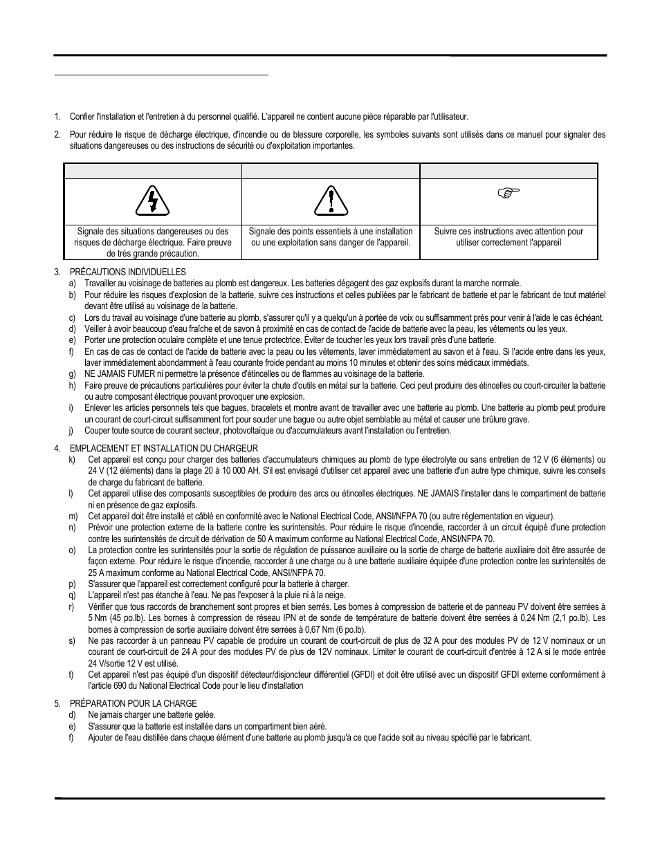 Avertissement attention important | Blue Sky Solar Boost 3024iL User Manual | Page 35 / 64