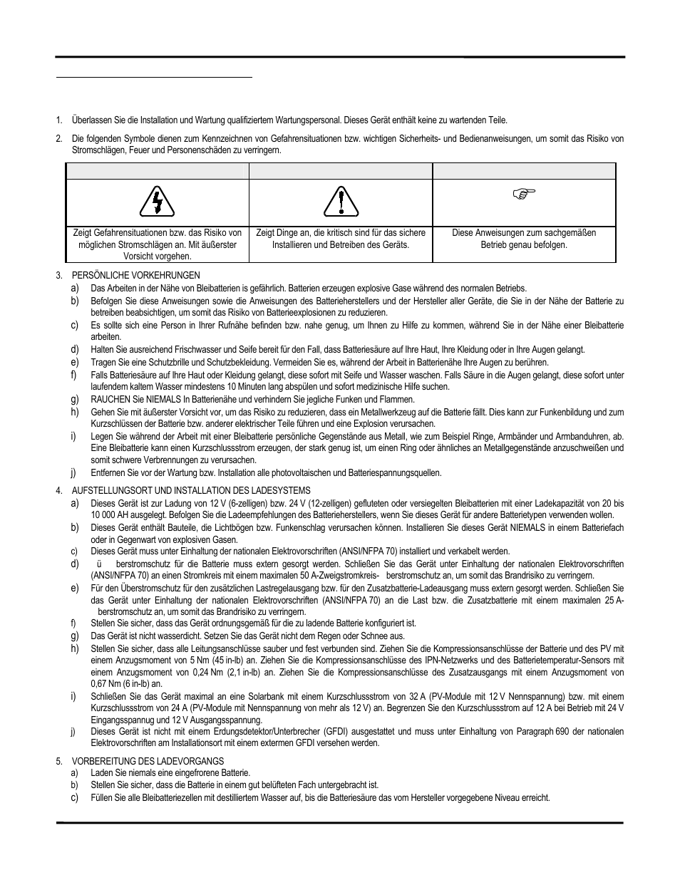 Warnung | Blue Sky Solar Boost 3024iL User Manual | Page 51 / 64