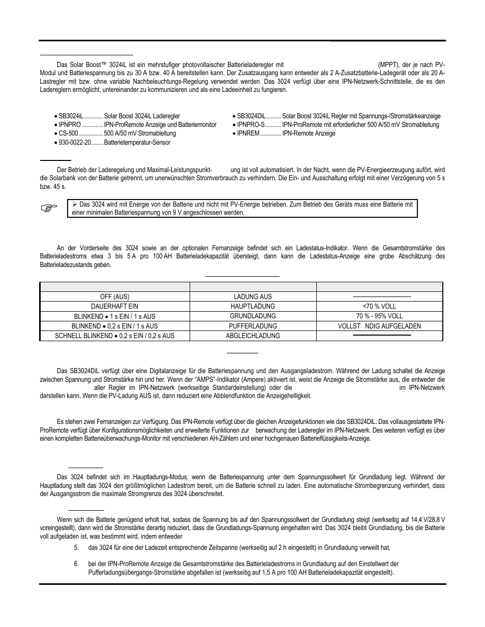 Produktbeschreibung, Betrieb | Blue Sky Solar Boost 3024iL User Manual | Page 52 / 64