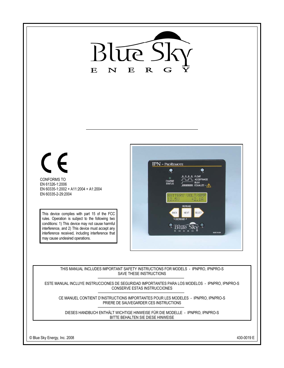 Blue Sky IPN Pro User Manual | 64 pages