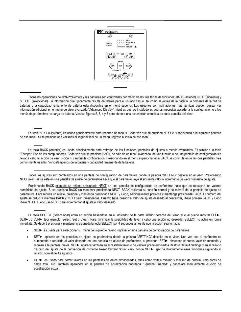 Operación | Blue Sky IPN Pro User Manual | Page 20 / 64