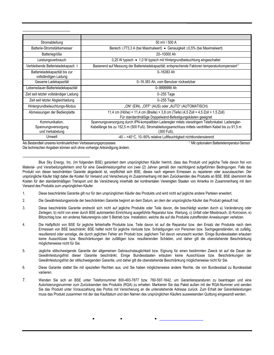 Technische angaben | Blue Sky IPN Pro User Manual | Page 64 / 64