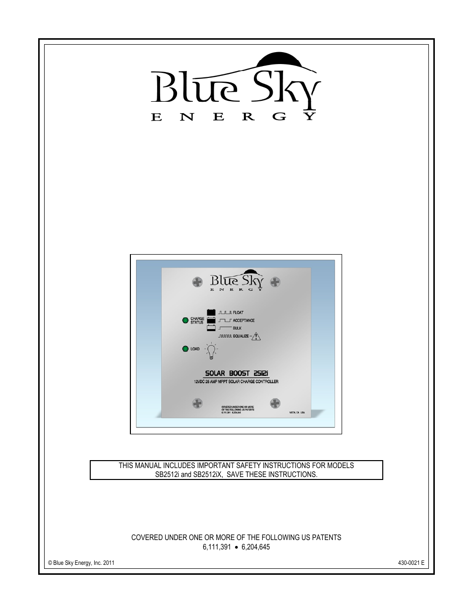 Blue Sky Solar Boost 2512iX User Manual | 12 pages