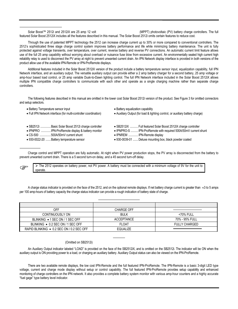 Product description, Operation | Blue Sky Solar Boost 2512iX User Manual | Page 4 / 12