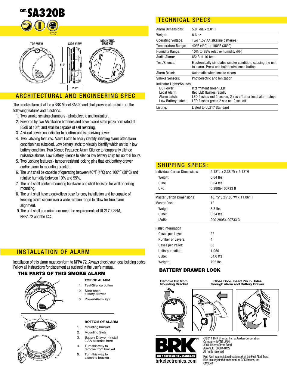 Sa320b | BRK electronic SA320B User Manual | Page 2 / 2