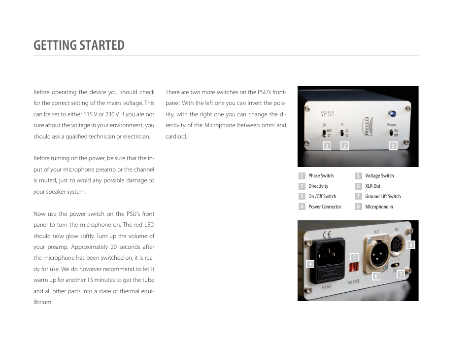 Getting started | Brauner Microphones Valvet User Manual | Page 6 / 10