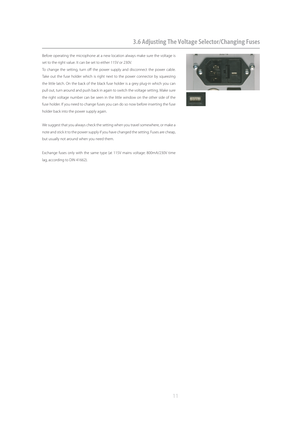 6 adjusting the voltage selector/changing fuses | Brauner Microphones VMA User Manual | Page 11 / 16