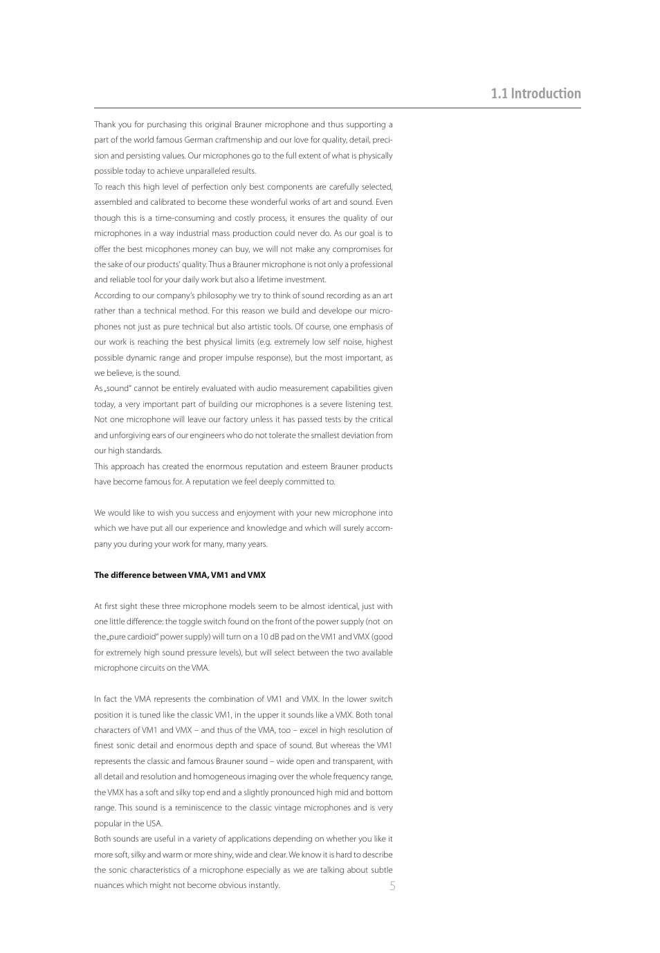 1 introduction | Brauner Microphones VMA User Manual | Page 5 / 16