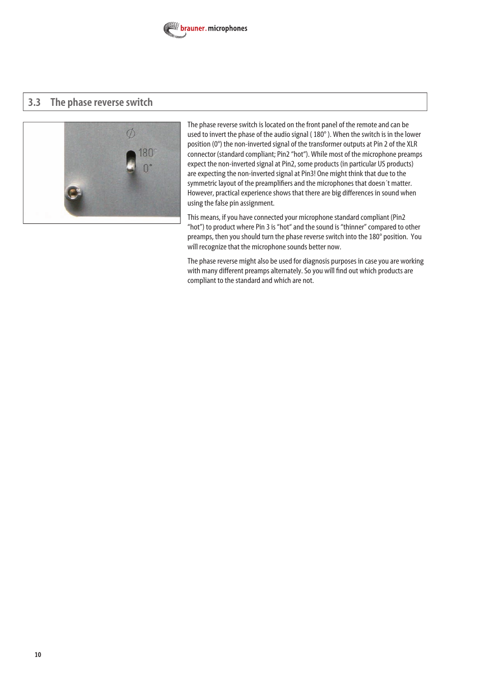 3 the phase reverse switch | Brauner Microphones VMX lite User Manual | Page 10 / 16